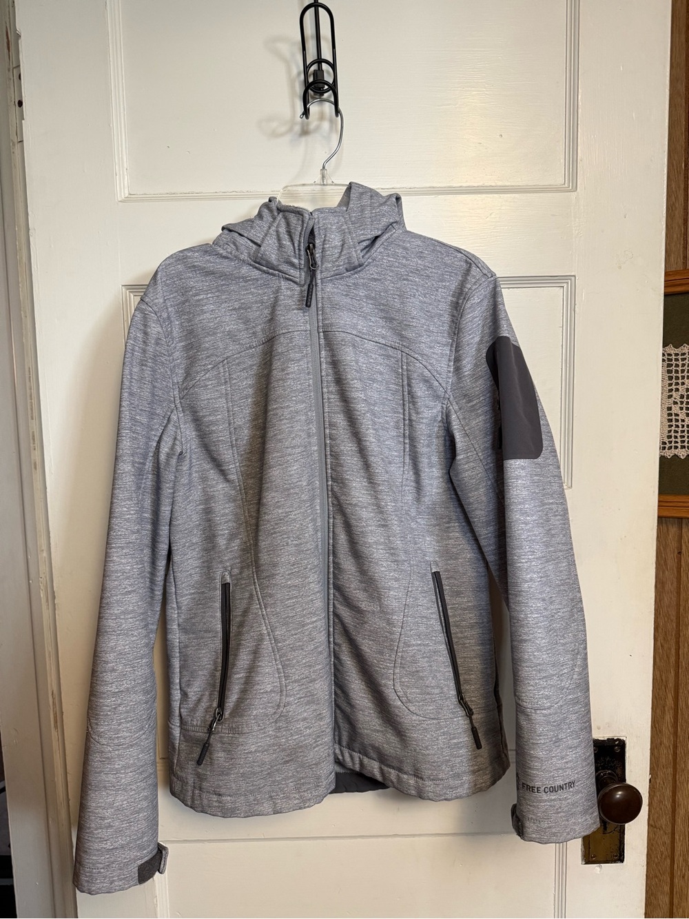 Free Country Women’s Gray Hooded Zip Up Jacket Size Medium